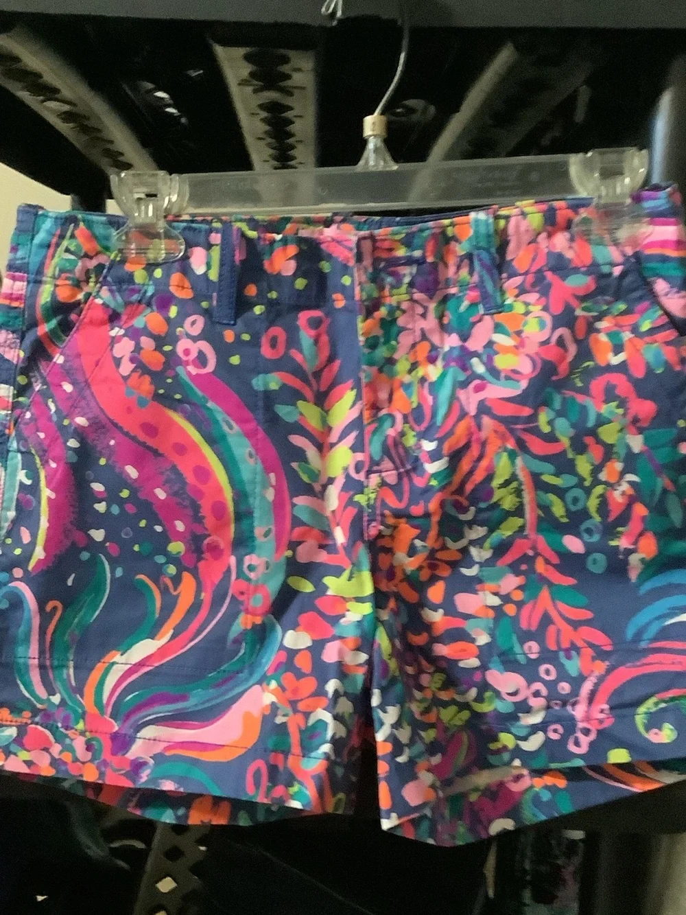 Lilly‎ Pulitzer Navy Floral Swim/Resort Shorts in Neon Mix, 2% spandex